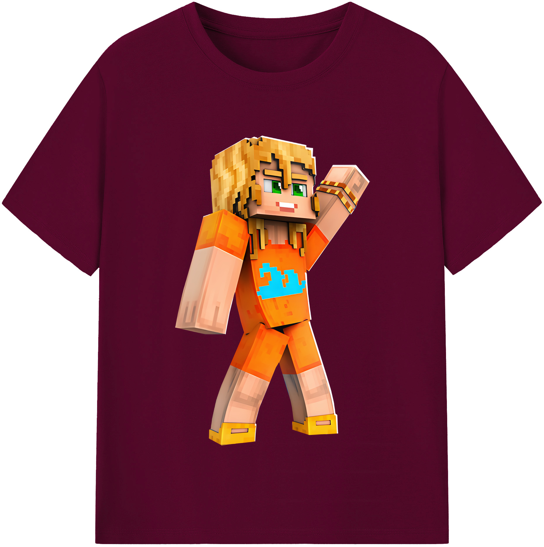 （画像用） マインクラフト ブロックの世界 Minecraft MC Block world レディースカジュアルプリントTシャツ（綿100％）